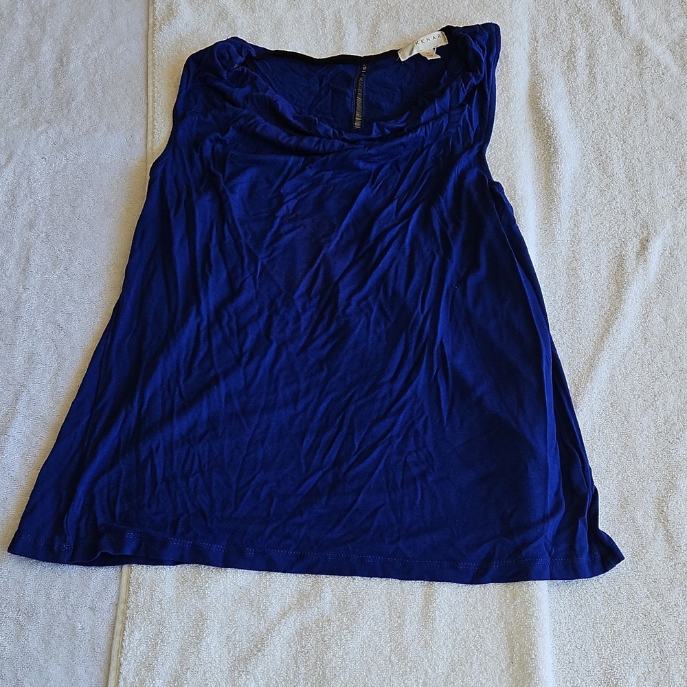 KENAR Blue Knit Scoop Neck‎ Sleeveless Lace Accent Tank Top Size M